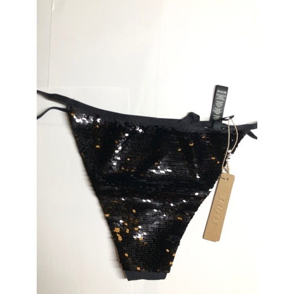 SKIMS Sequin String Thong Onyx Black NWT Size 3X - Picture 2 of 6